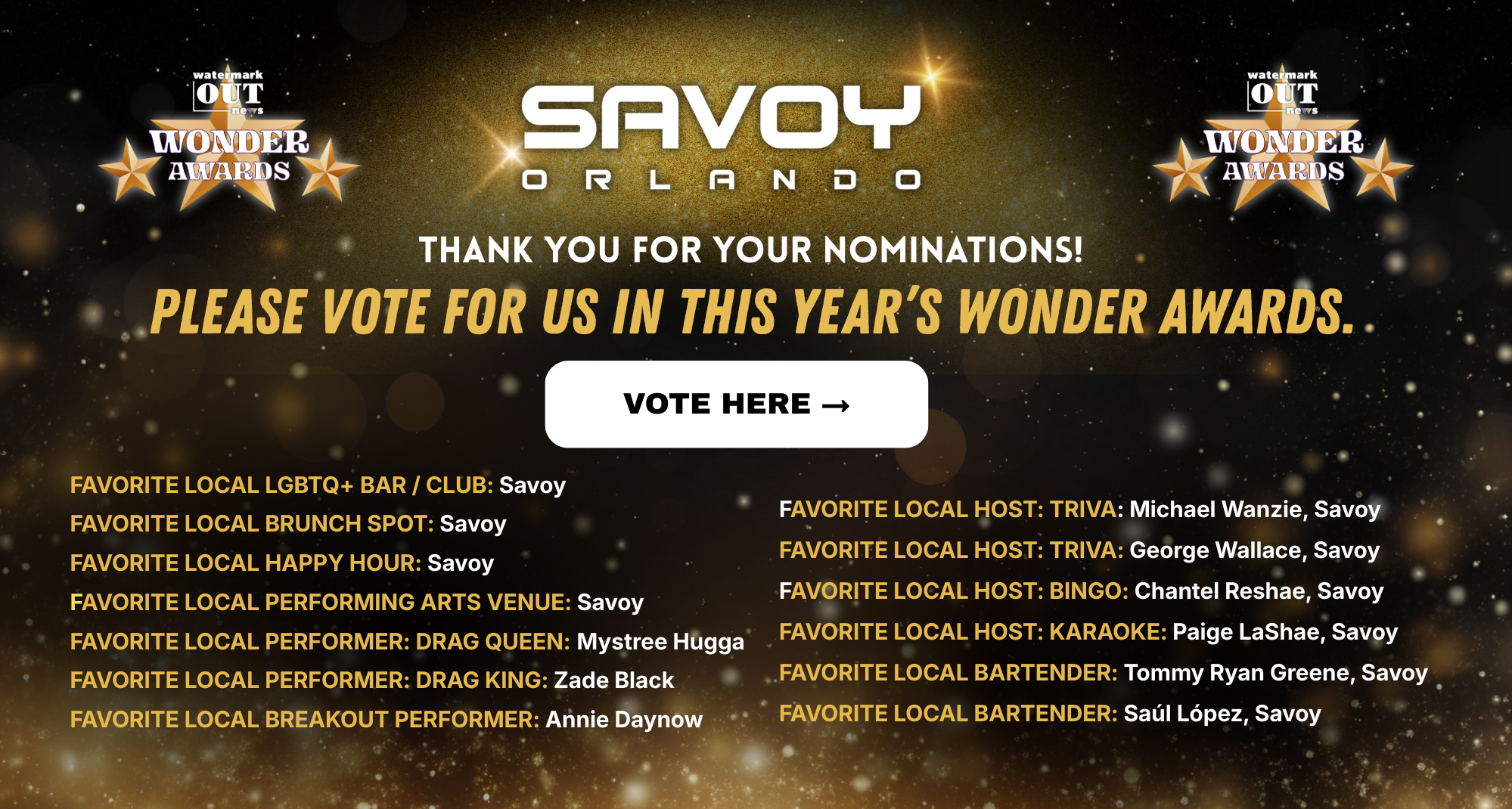 Vote for Savoy in this year’s Watermark’s WONDER Awards 2026 – Central Florida