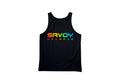 Black tank top with colorful 'Savoy Orlando' text on a white background