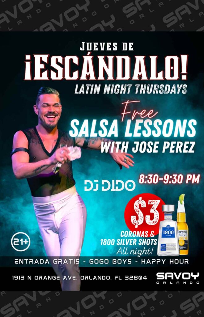 Latin night Free Salsa Lessons at Savoy Orlando Gay Bar