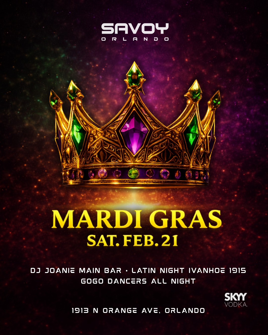 Mardi gras flyer saturady february 21